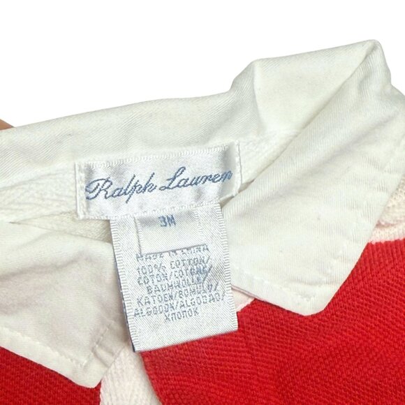 Ralph Lauren Baby Polo Shirt 3M Red White Navy Stripes – Toddler / Infant - Picture 9 of 11